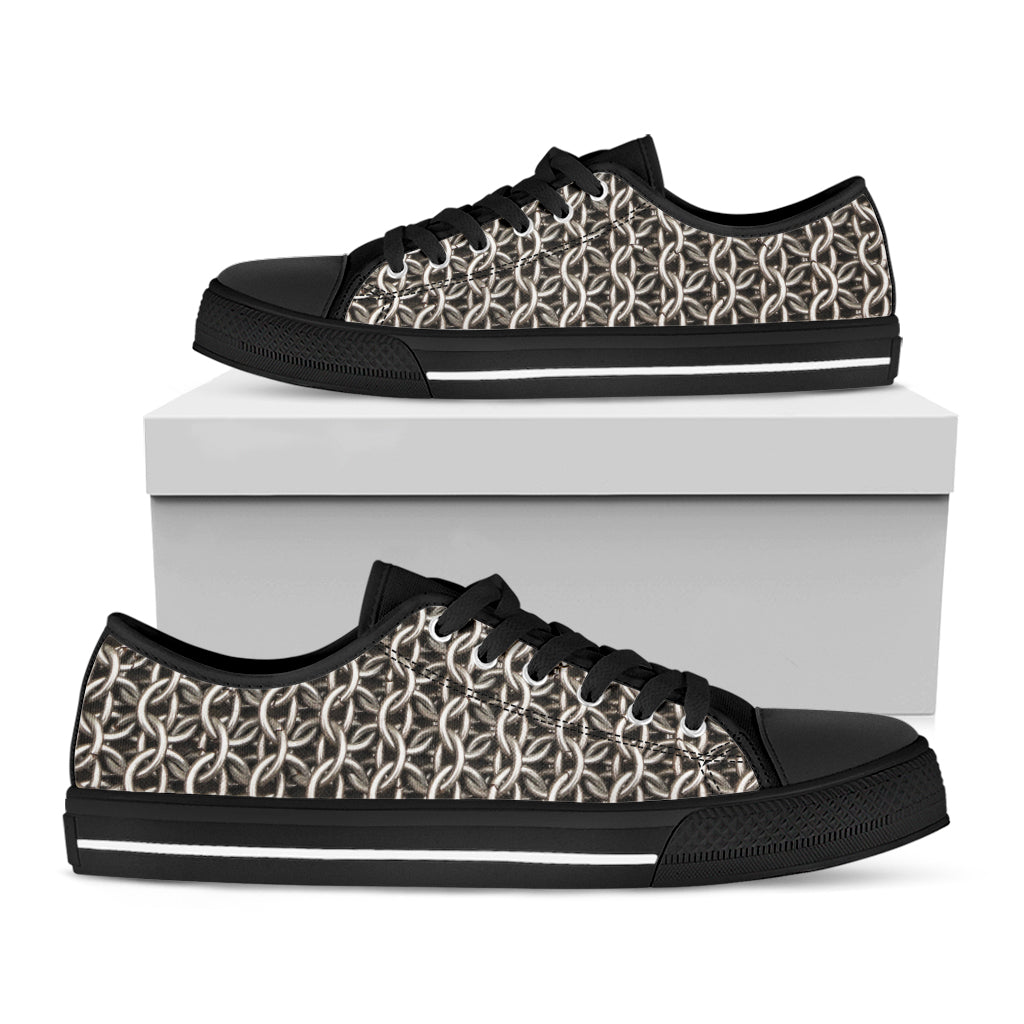 Chainmail Ring Print Black Low Top Shoes