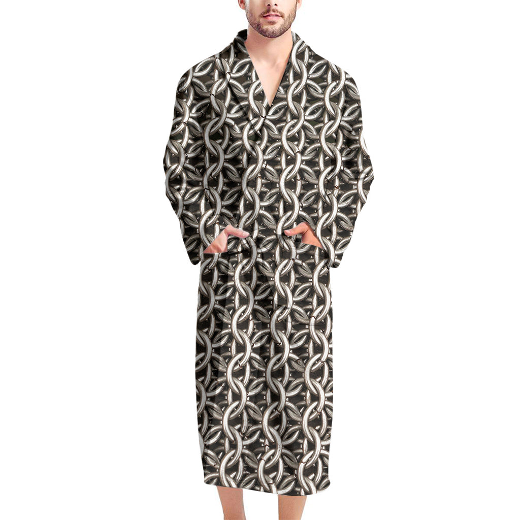 Chainmail Ring Print Men's Bathrobe