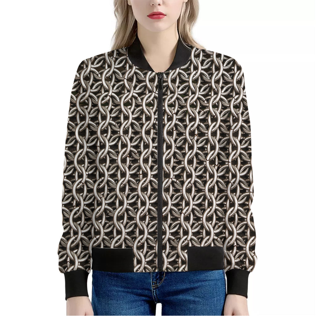 Chainmail Ring Print Women's Bomber Jacket