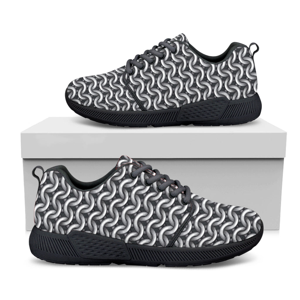 Chainmail Texture Print Black Athletic Shoes