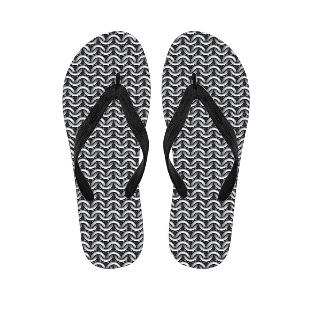 Chainmail Texture Print Flip Flops