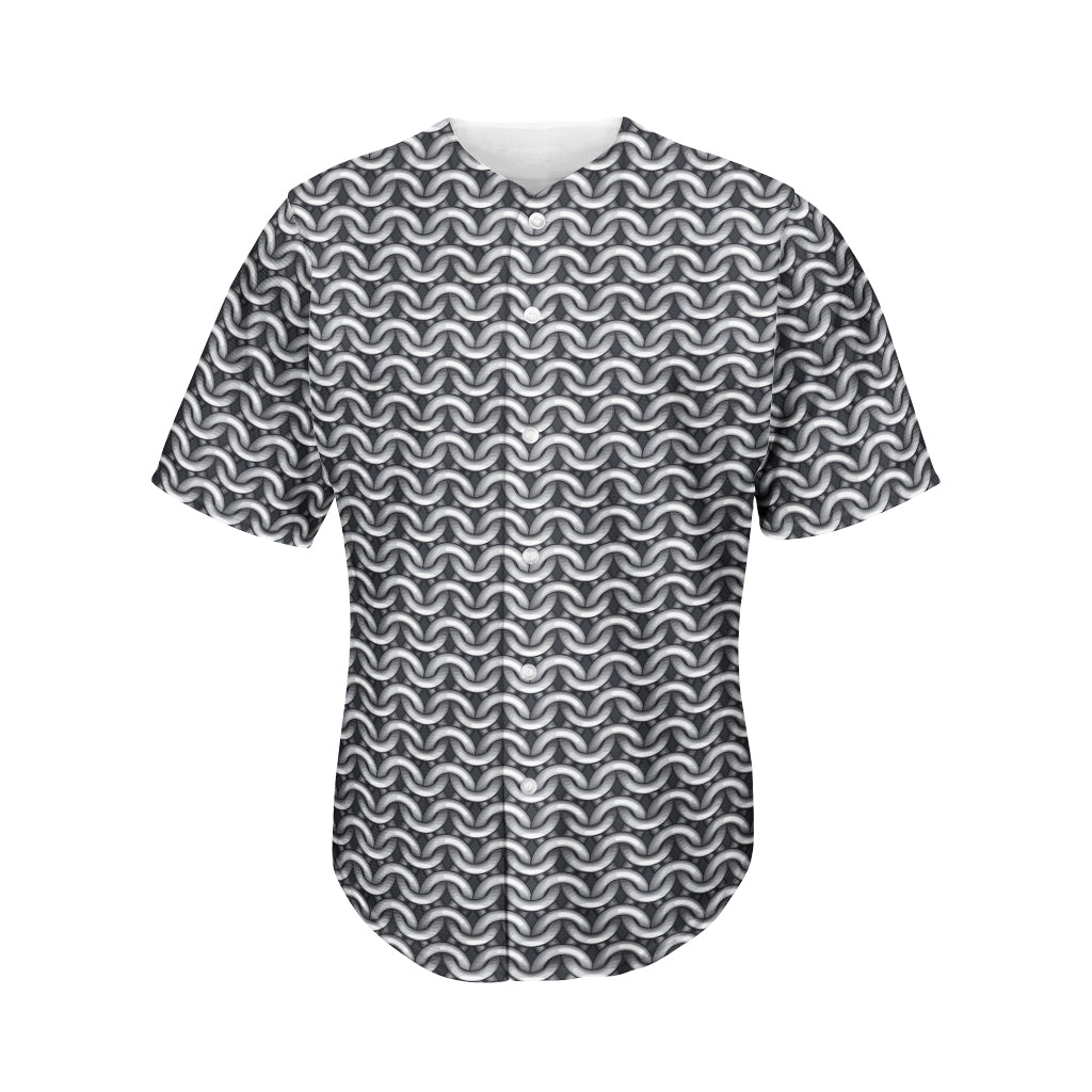 Chainmail Texture Print Men's Baseball Jersey