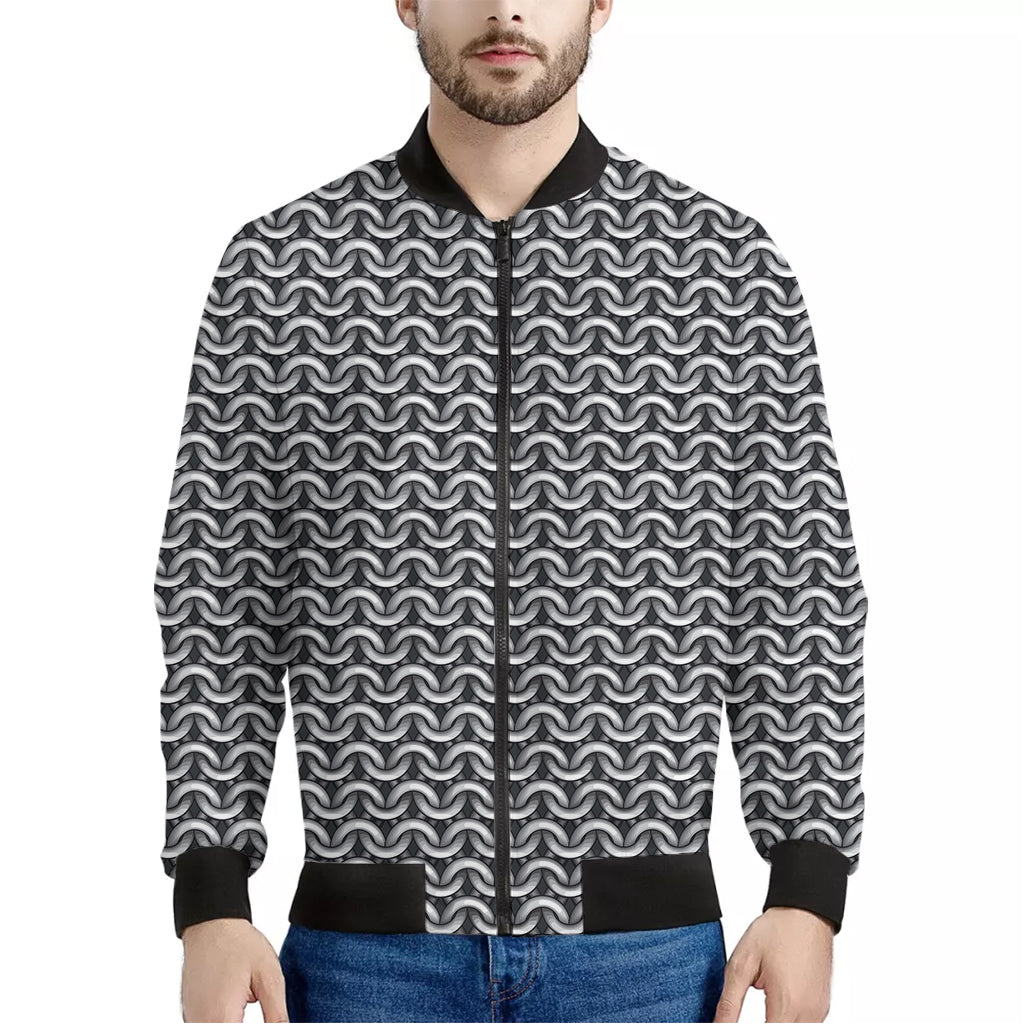 Chainmail Texture Print Men's Bomber Jacket