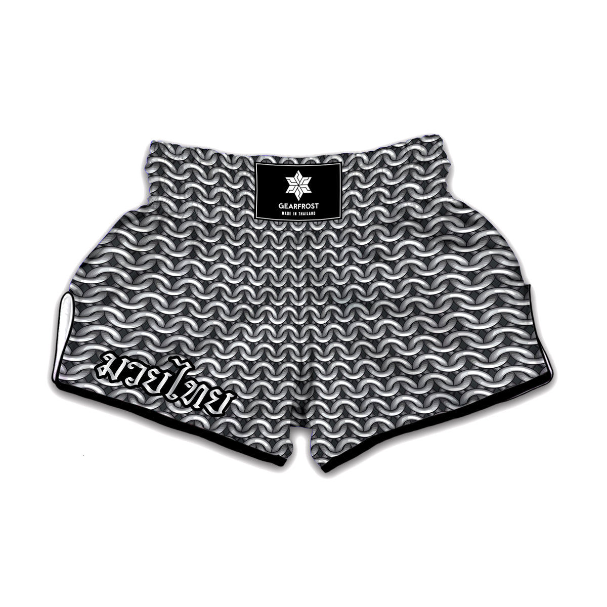 Chainmail Texture Print Muay Thai Boxing Shorts