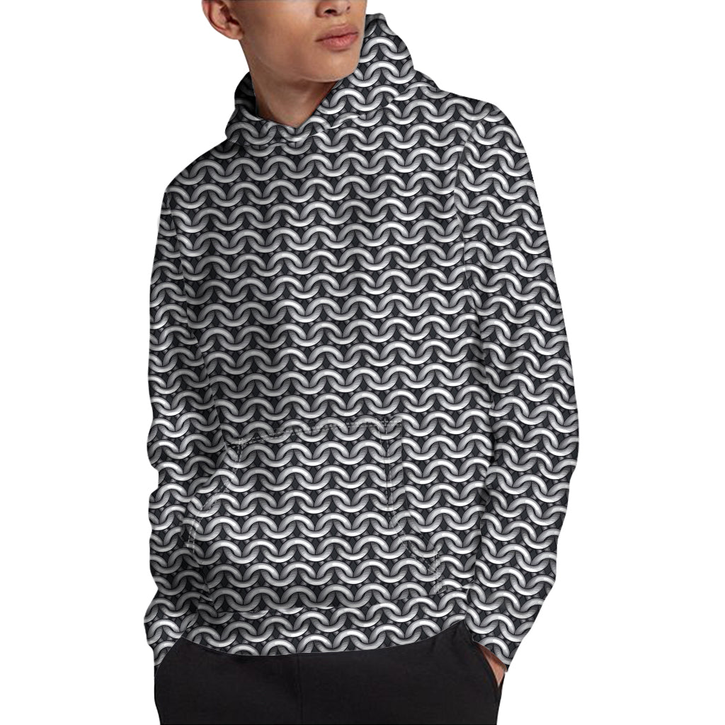 Chainmail Texture Print Pullover Hoodie