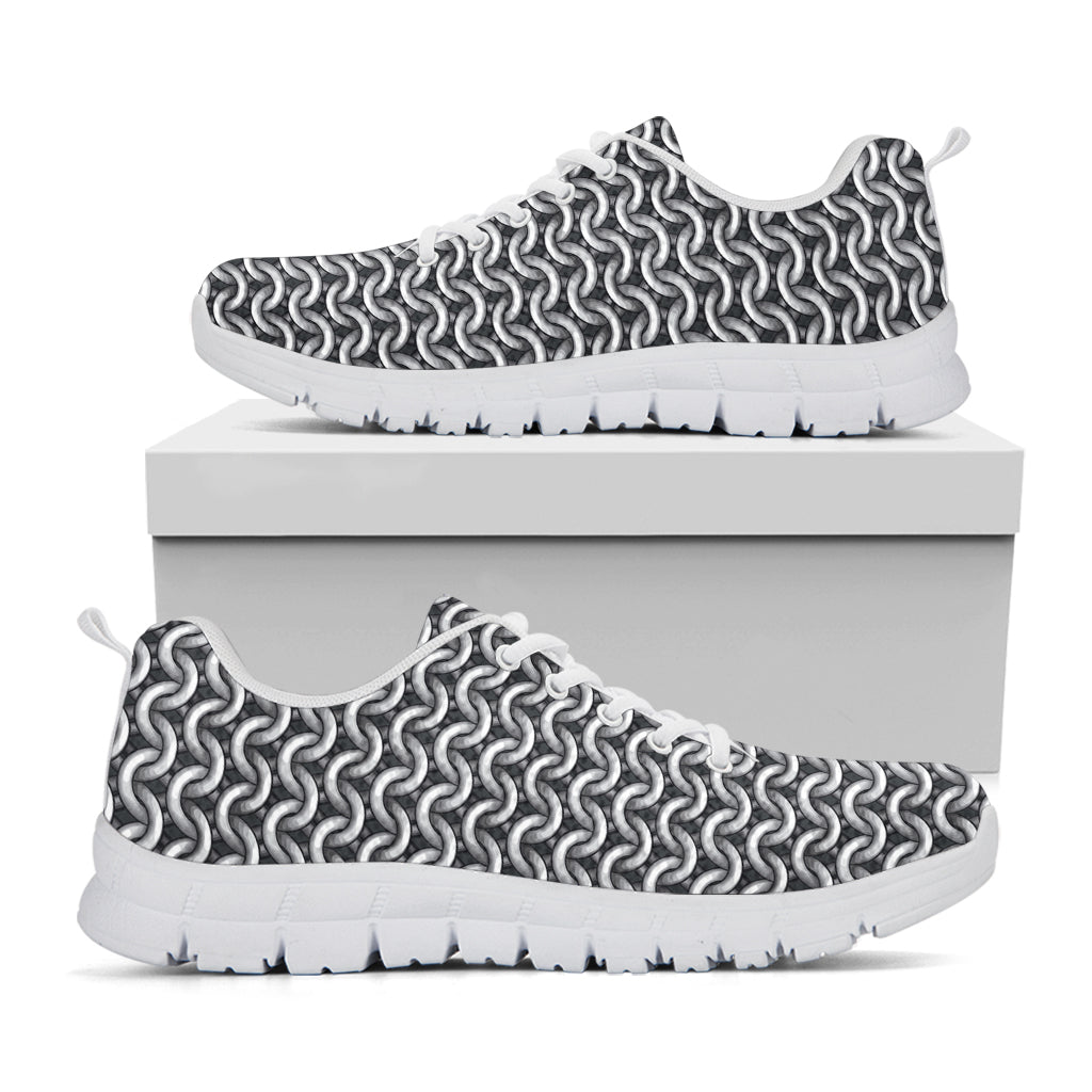 Chainmail Texture Print White Sneakers