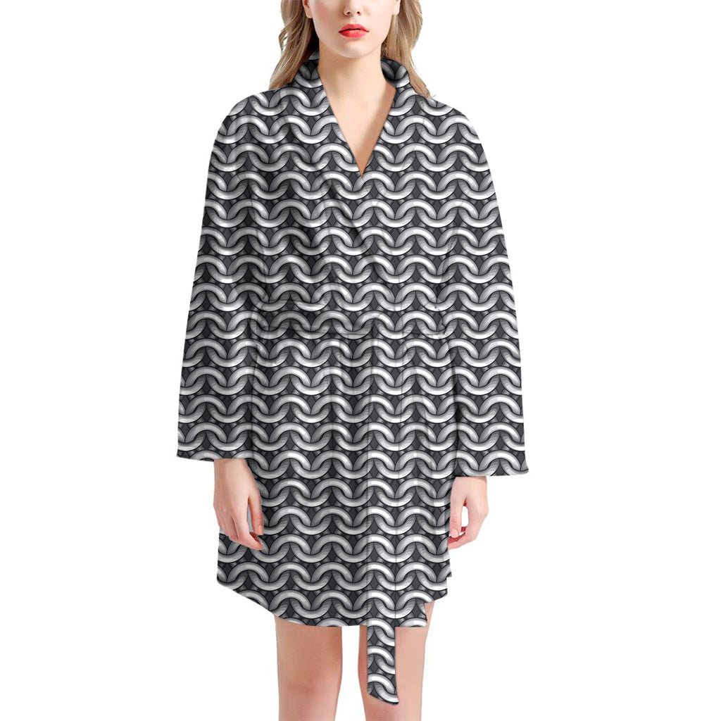 Chainmail Texture Print Women's Bathrobe