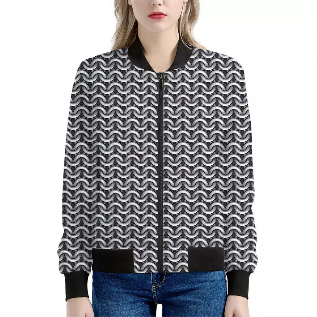 Chainmail Texture Print Women's Bomber Jacket