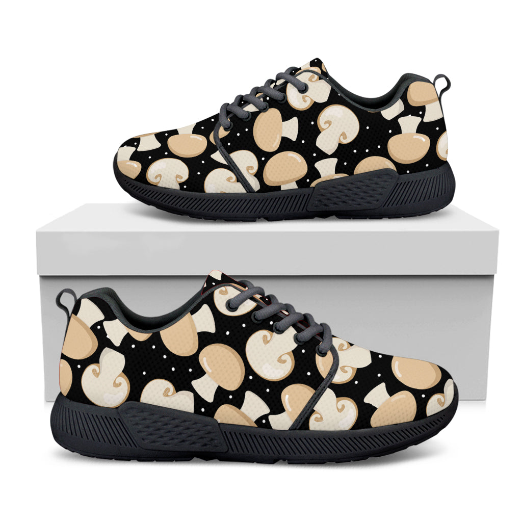 Champignon Mushroom Pattern Print Black Athletic Shoes