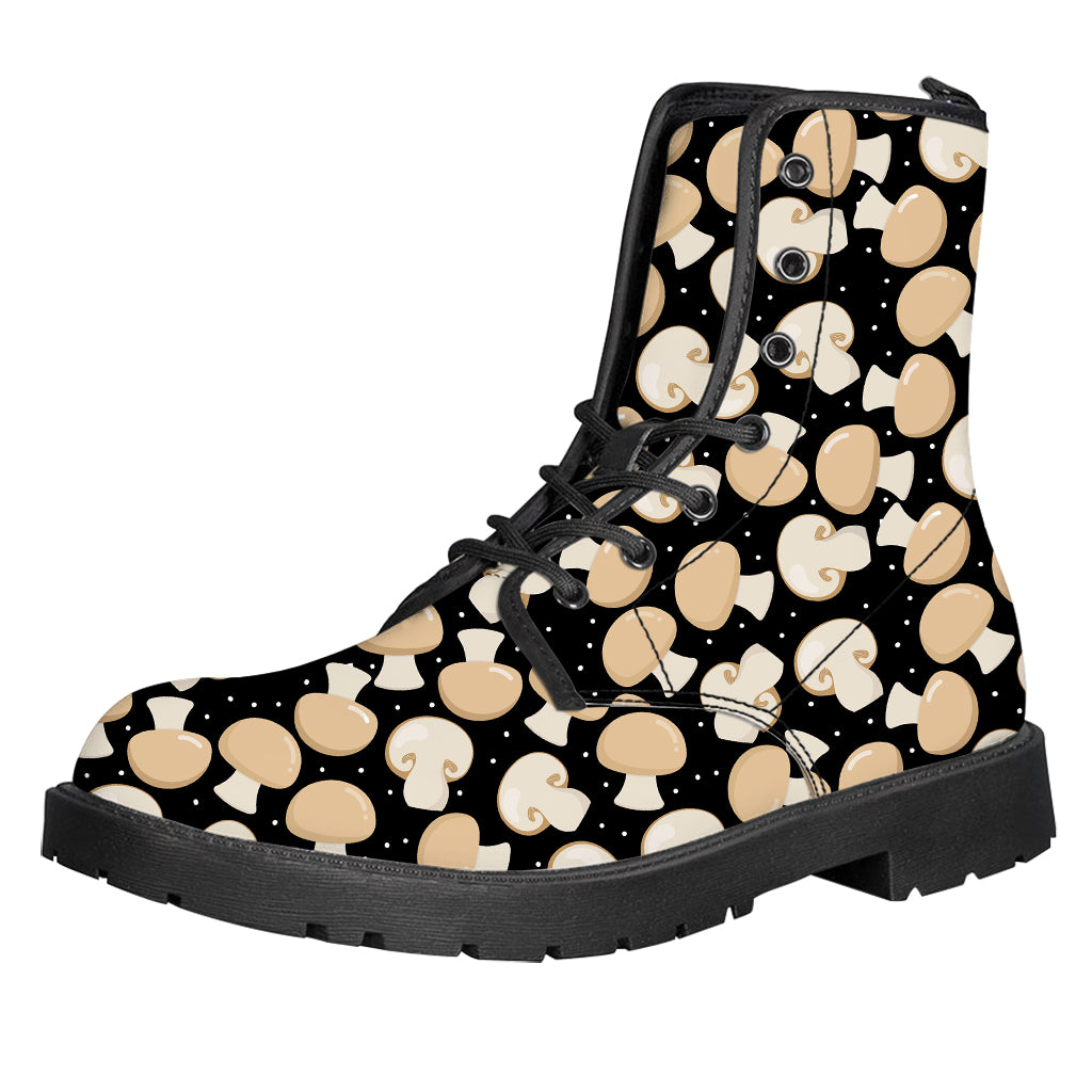 Champignon Mushroom Pattern Print Leather Boots