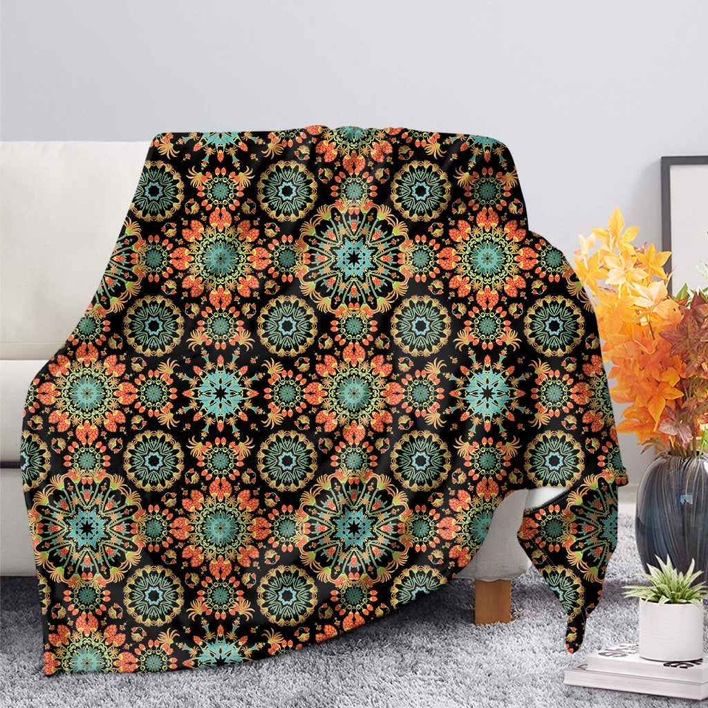 Chaotic Boho Floral Pattern Print Blanket