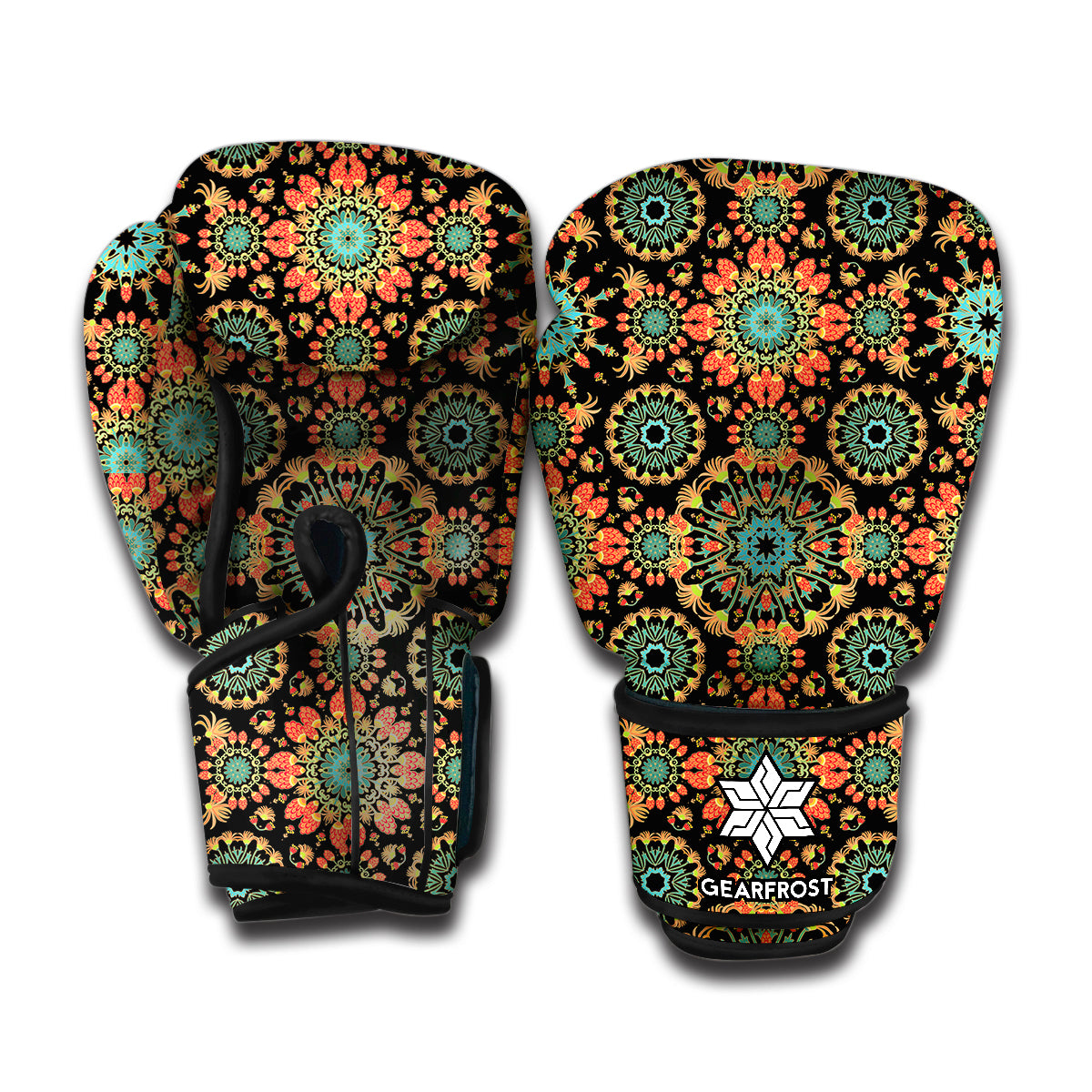 Chaotic Boho Floral Pattern Print Boxing Gloves