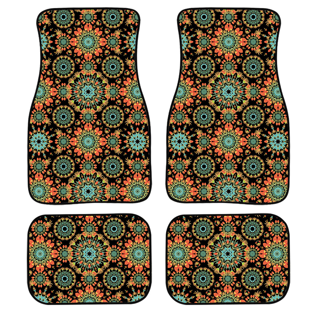 Chaotic Boho Floral Pattern Print Front and Back Car Floor Mats