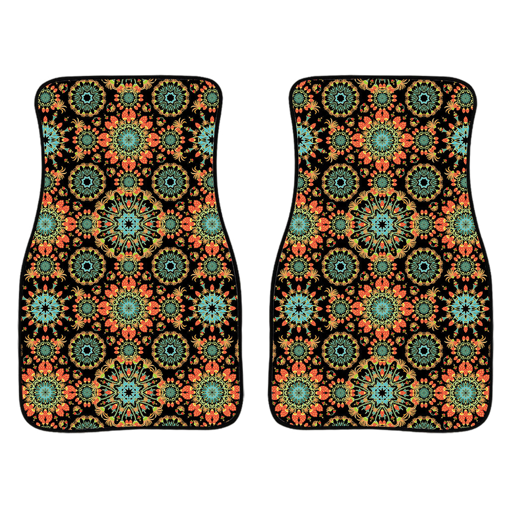 Chaotic Boho Floral Pattern Print Front Car Floor Mats