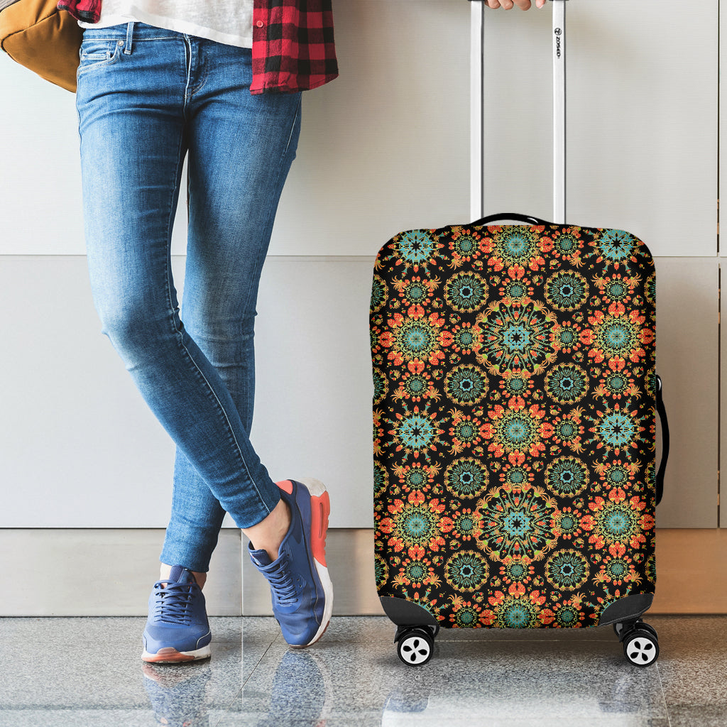 Chaotic Boho Floral Pattern Print Luggage Cover