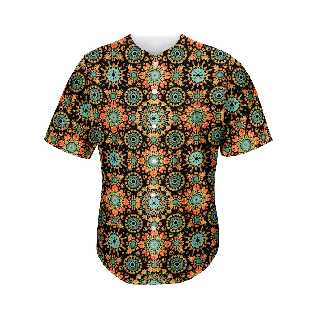 Chaotic Boho Floral Pattern Print Men's Baseball Jersey