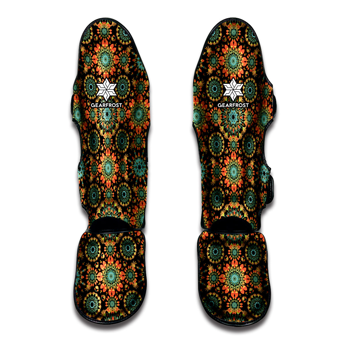 Chaotic Boho Floral Pattern Print Muay Thai Shin Guards