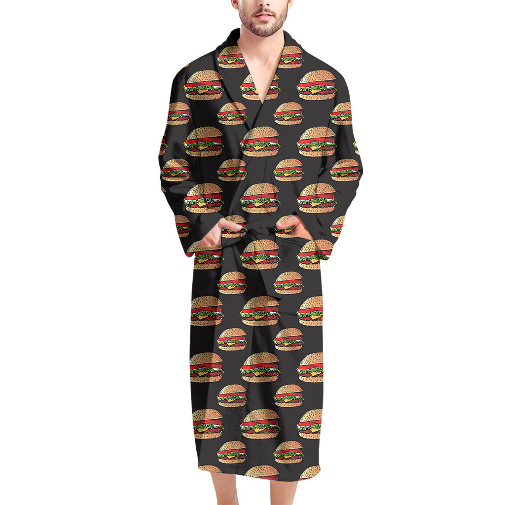 Cheeseburger Pattern Print Men's Bathrobe