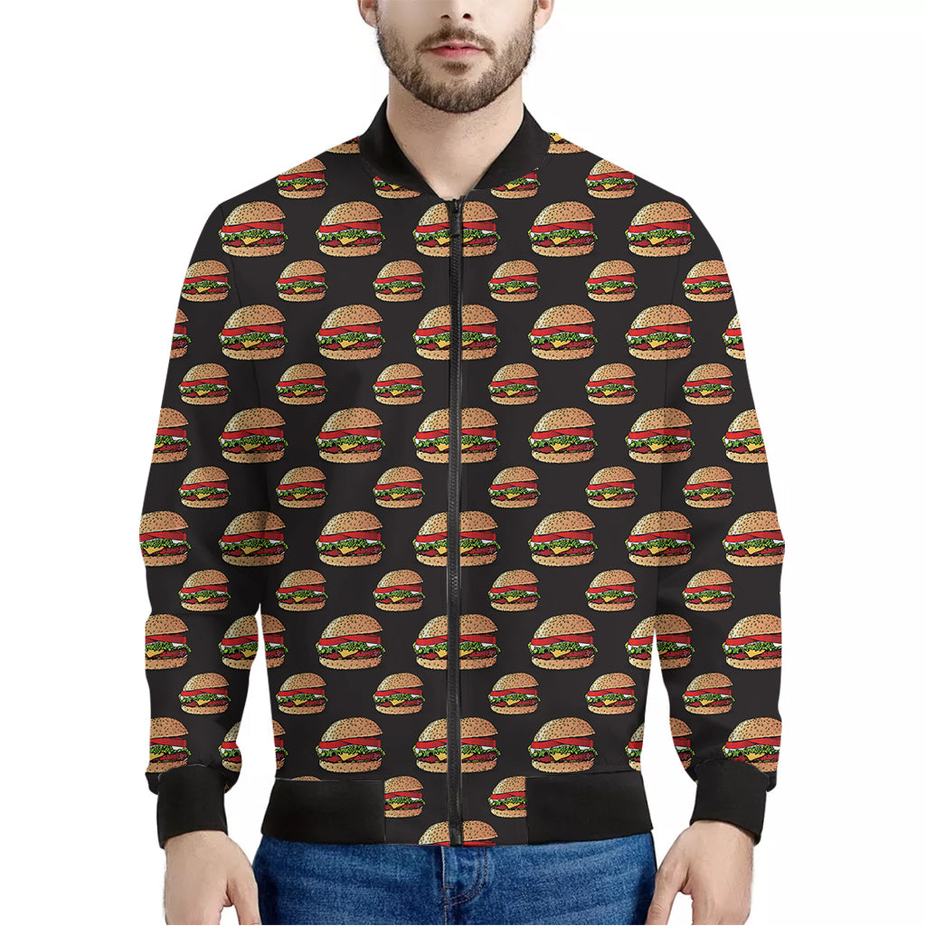 Cheeseburger Pattern Print Men's Bomber Jacket