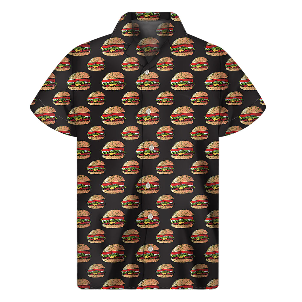 Cheeseburger Pattern Print Men's Short Sleeve Shirt