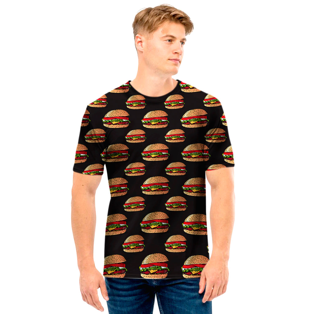 Cheeseburger Pattern Print Men's T-Shirt