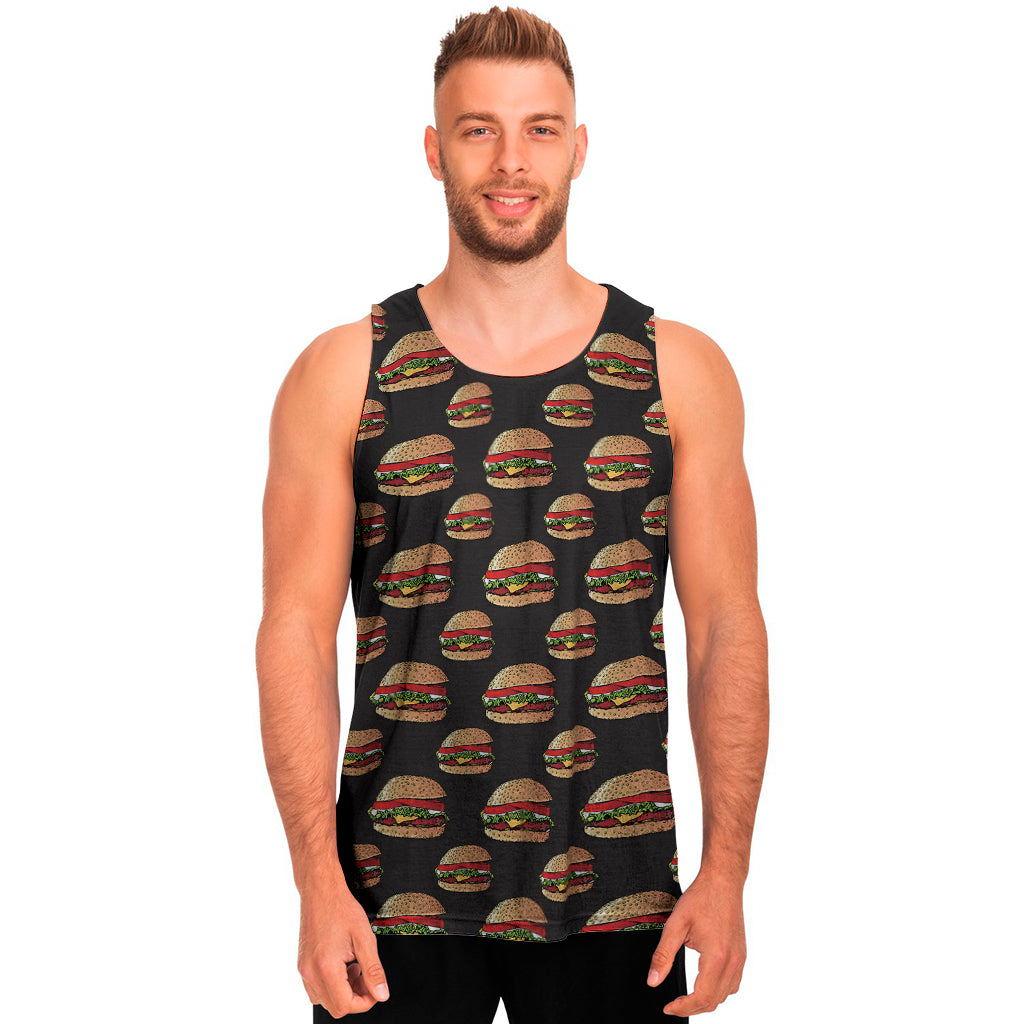 Cheeseburger Pattern Print Men's Tank Top