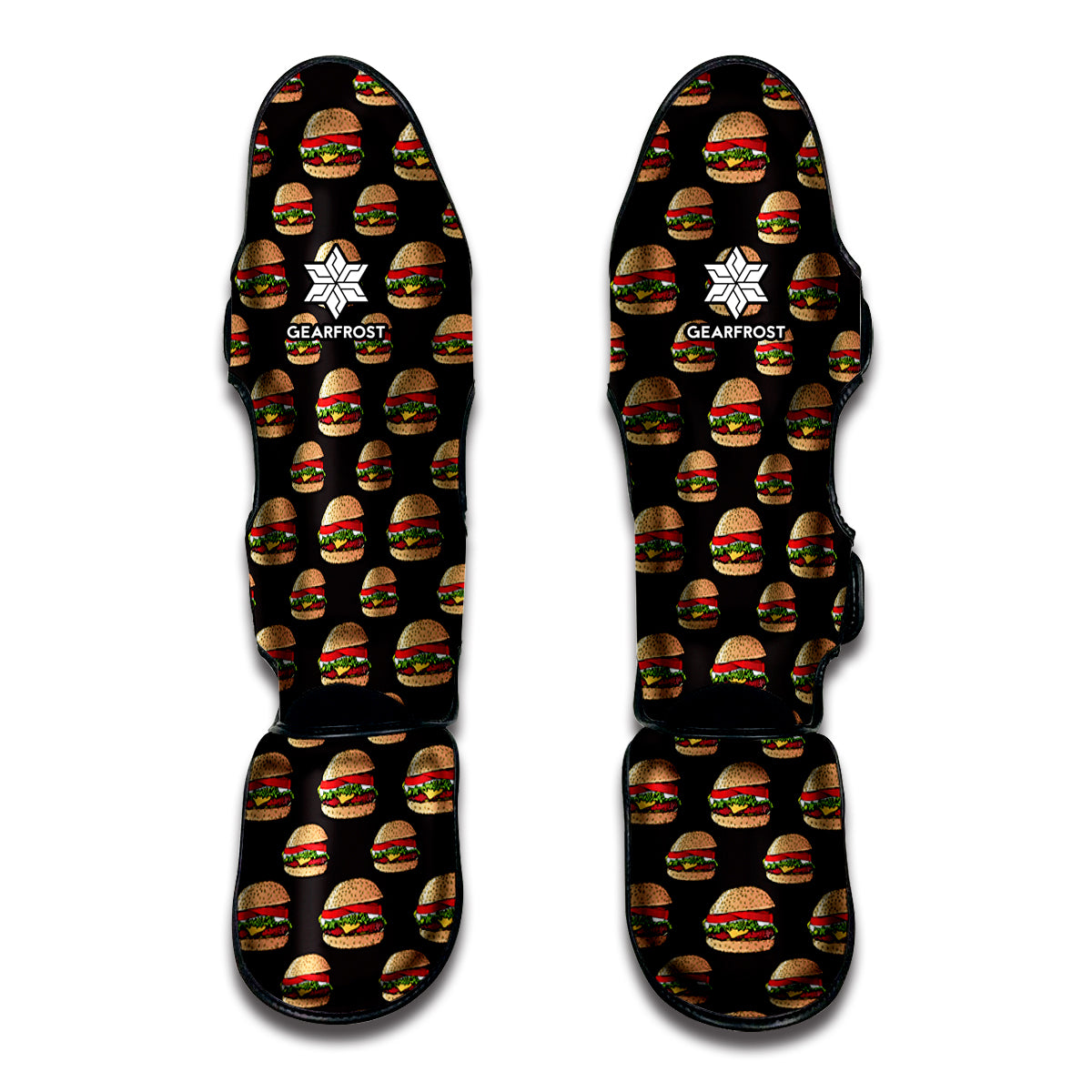 Cheeseburger Pattern Print Muay Thai Shin Guards