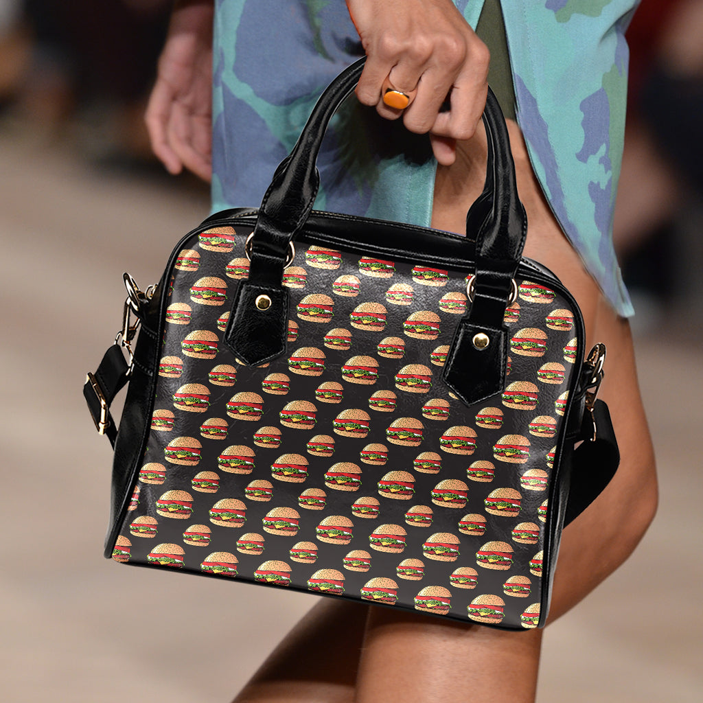 Cheeseburger Pattern Print Shoulder Handbag