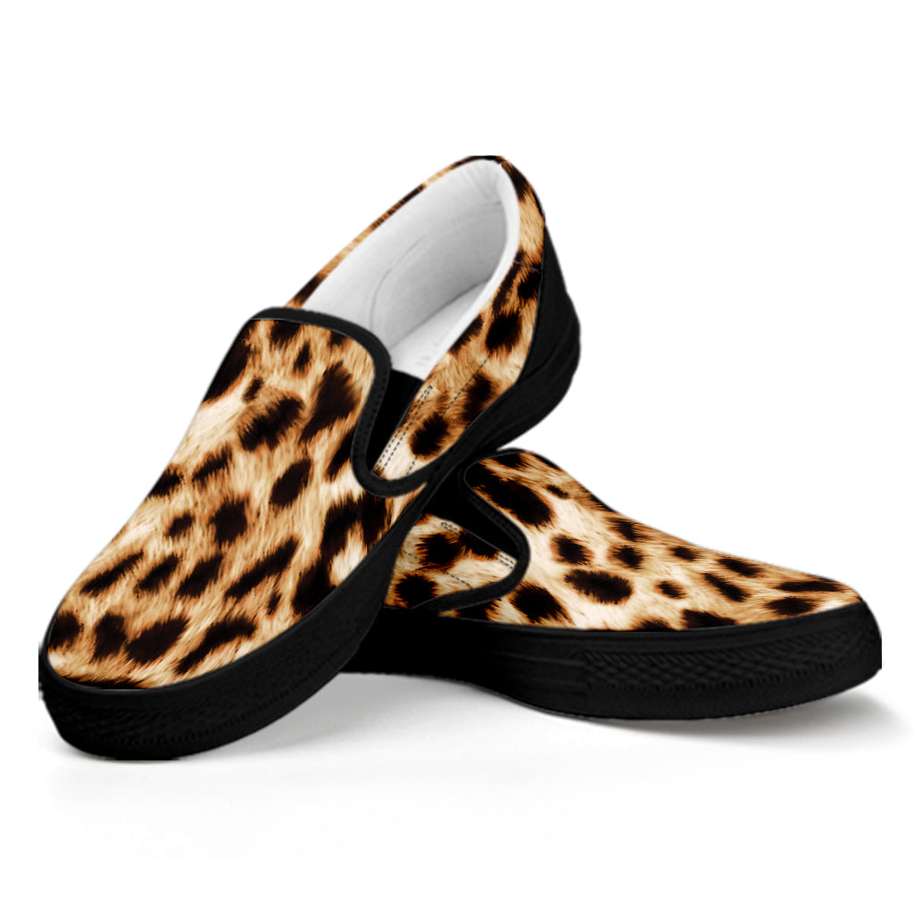 Cheetah Print Black Slip On Shoes