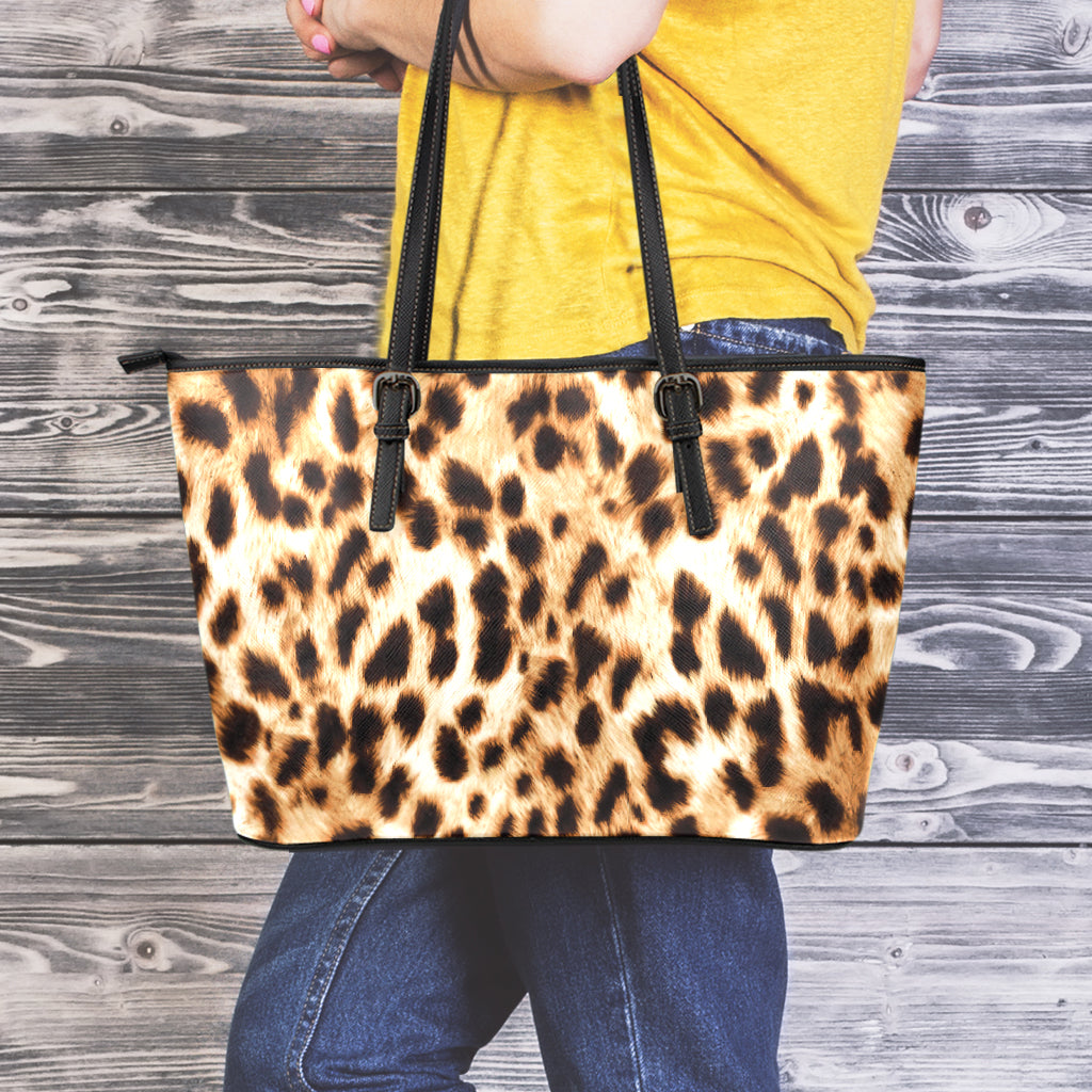 Cheetah Print Leather Tote Bag