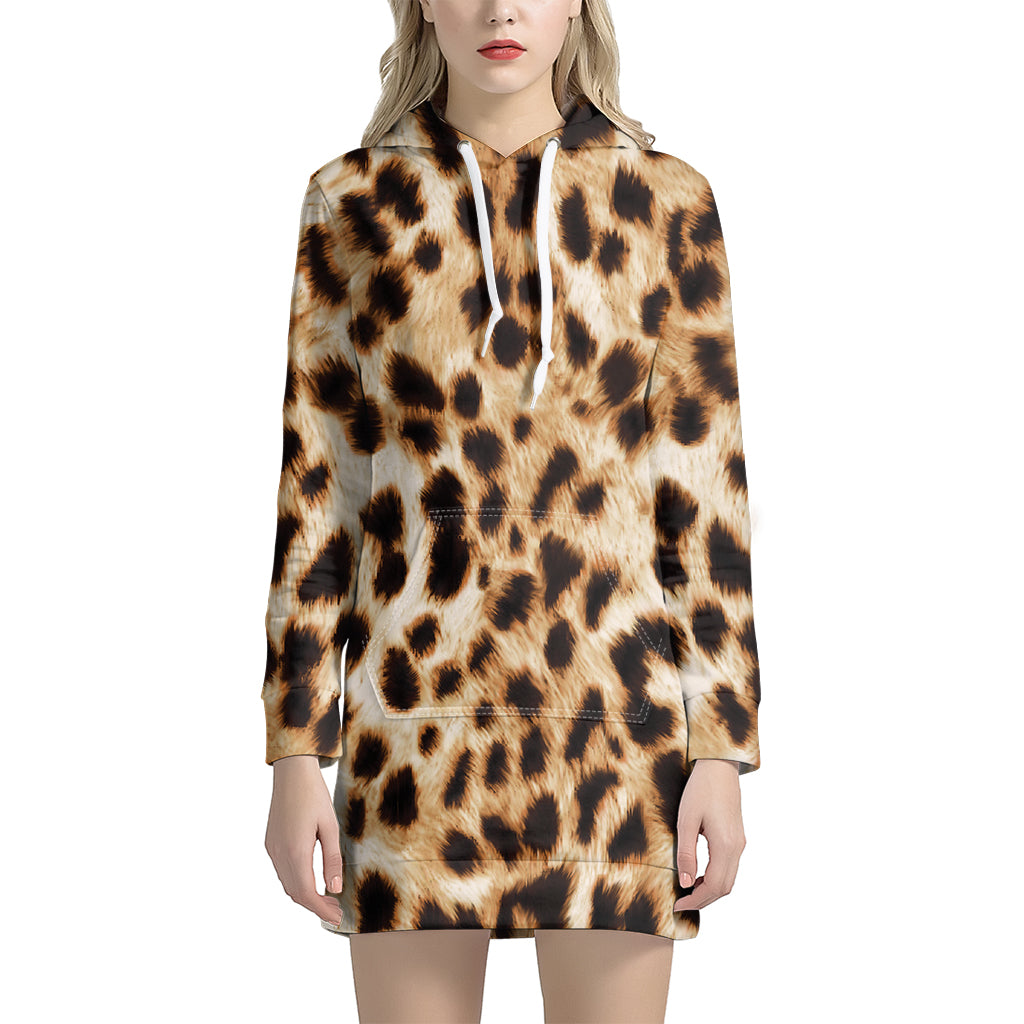 Cheetah Print Women's Pullover Hoodie Dress