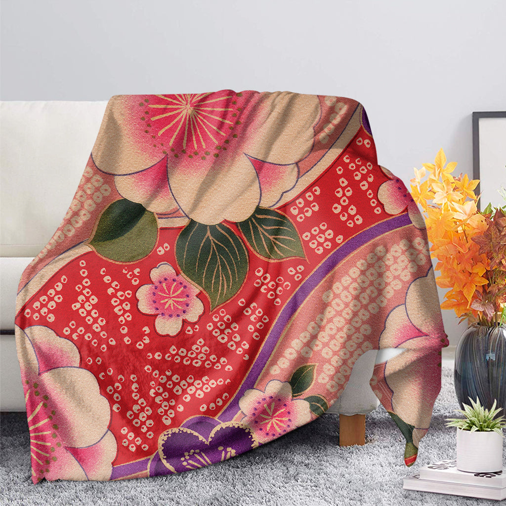 Cherry Blossom Kimono Pattern Print Blanket