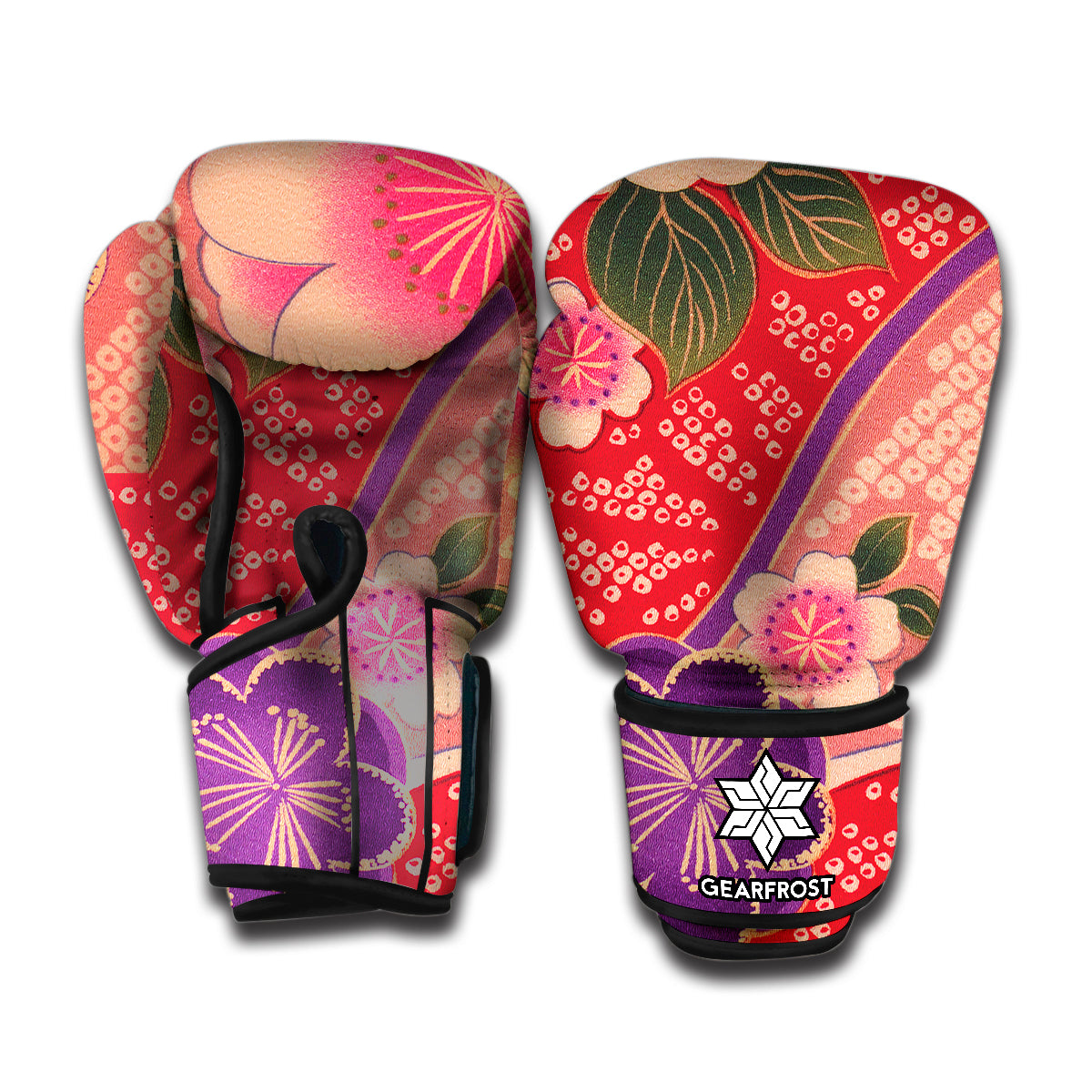 Cherry Blossom Kimono Pattern Print Boxing Gloves