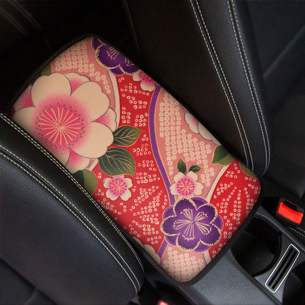 Cherry Blossom Kimono Pattern Print Car Center Console Cover