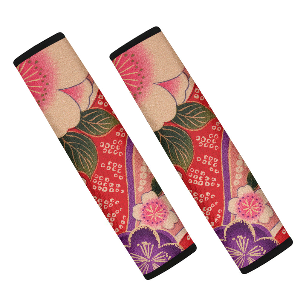 Cherry Blossom Kimono Pattern Print Car Seat Belt Covers