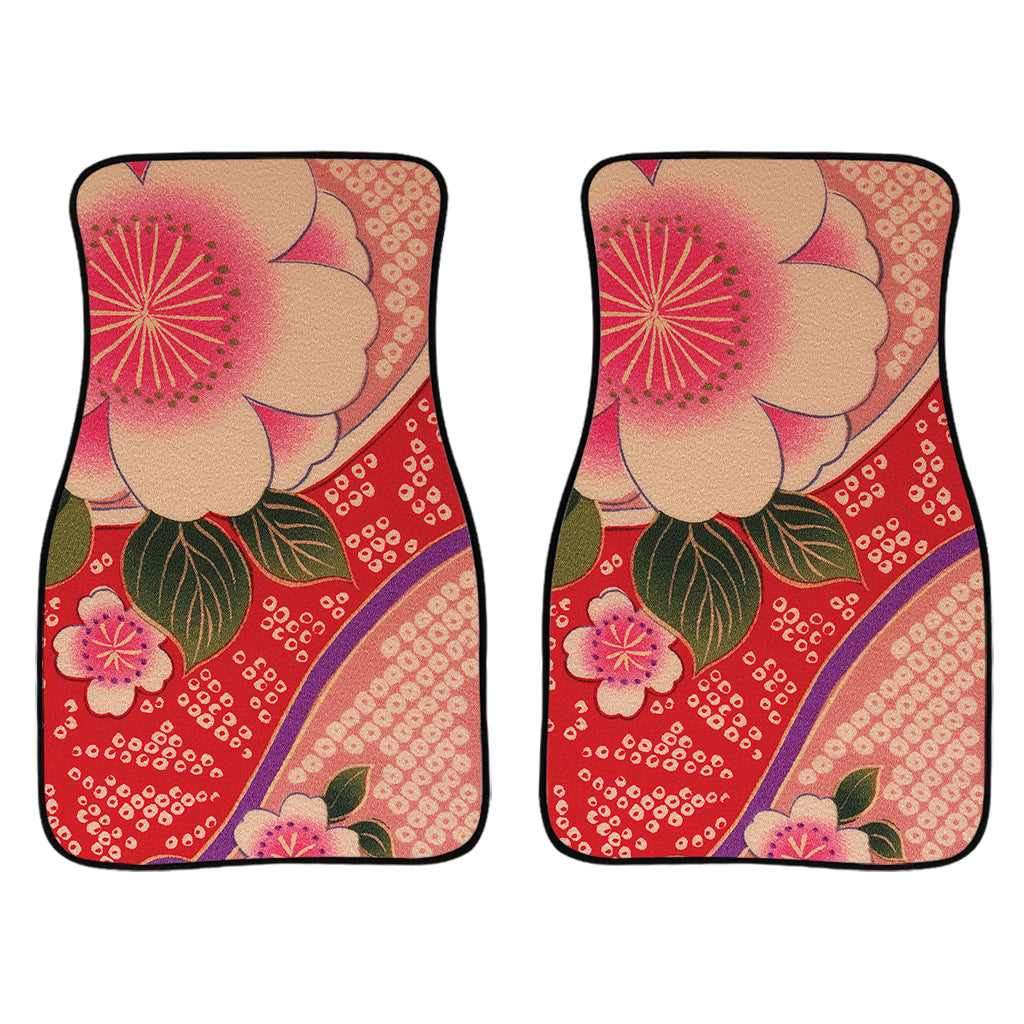 Cherry Blossom Kimono Pattern Print Front Car Floor Mats