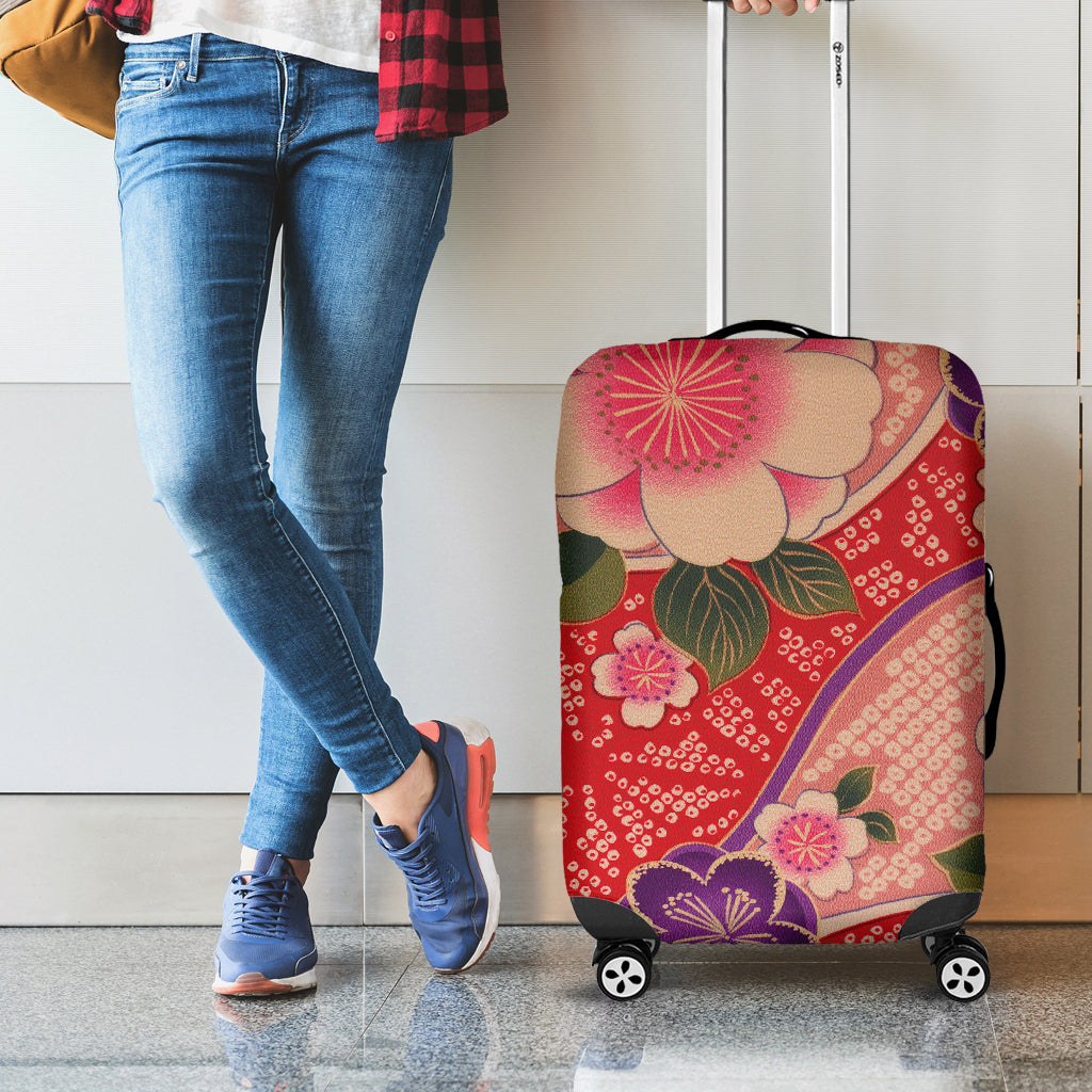 Cherry Blossom Kimono Pattern Print Luggage Cover