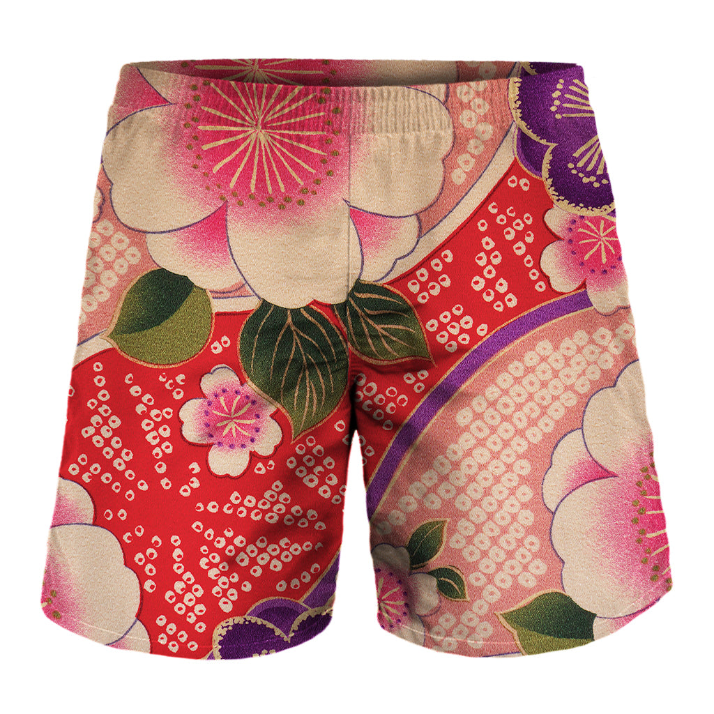 Cherry Blossom Kimono Pattern Print Men's Shorts