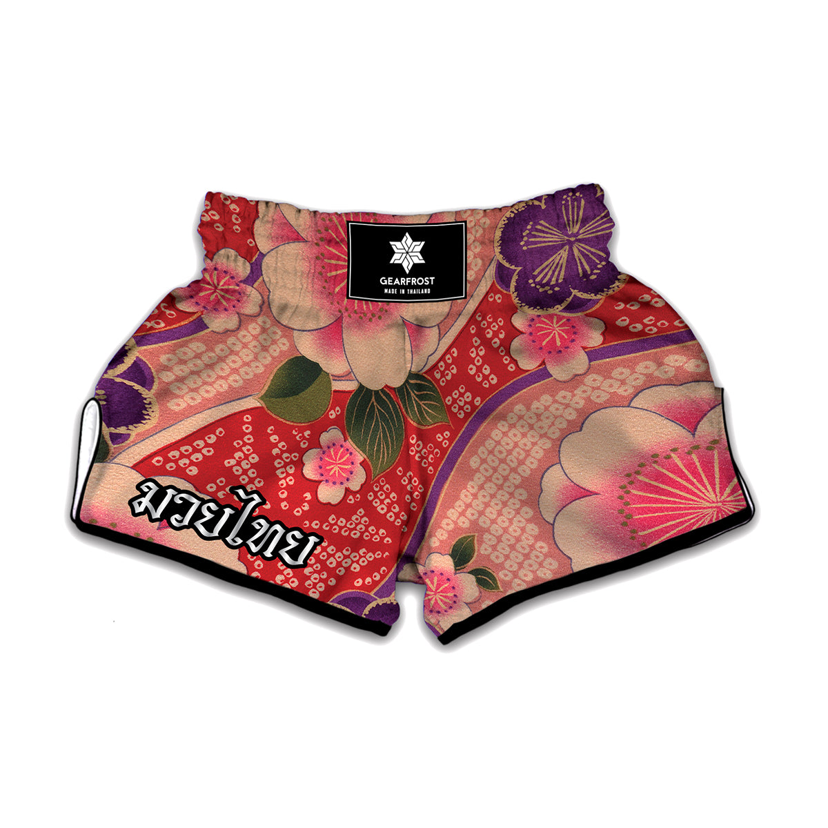 Cherry Blossom Kimono Pattern Print Muay Thai Boxing Shorts