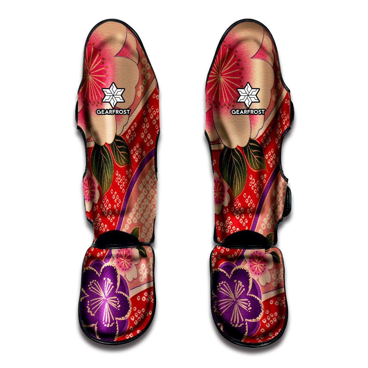 Cherry Blossom Kimono Pattern Print Muay Thai Shin Guards