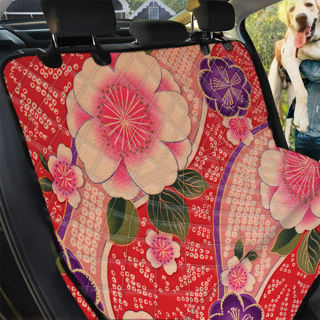 Cherry Blossom Kimono Pattern Print Pet Car Back Seat Cover