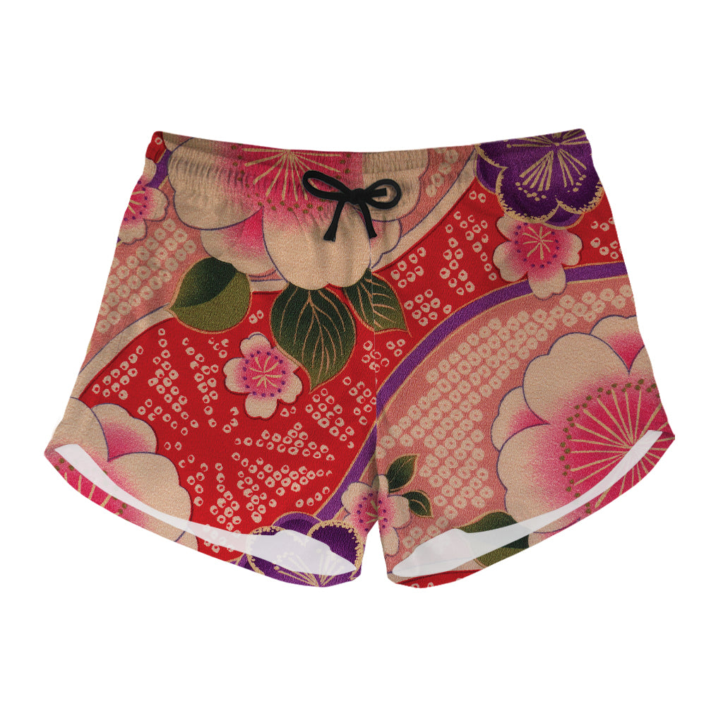 Cherry Blossom Kimono Pattern Print Women's Shorts