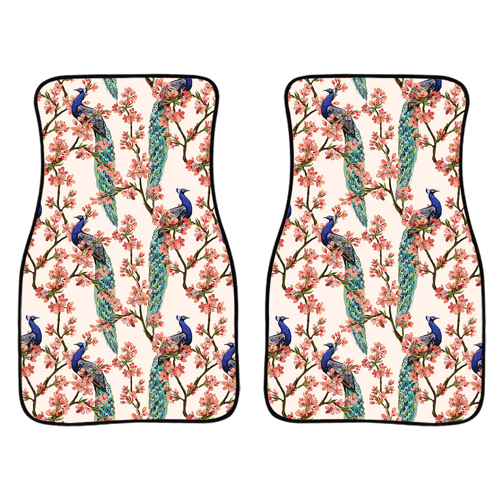 Cherry Blossom Peacock Print Front Car Floor Mats