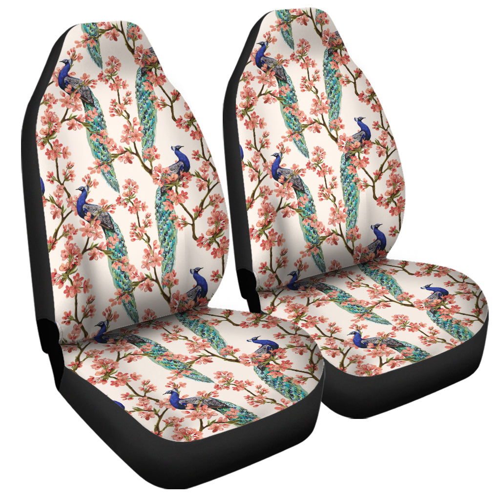 Cherry Blossom Peacock Print Universal Fit Car Seat Covers