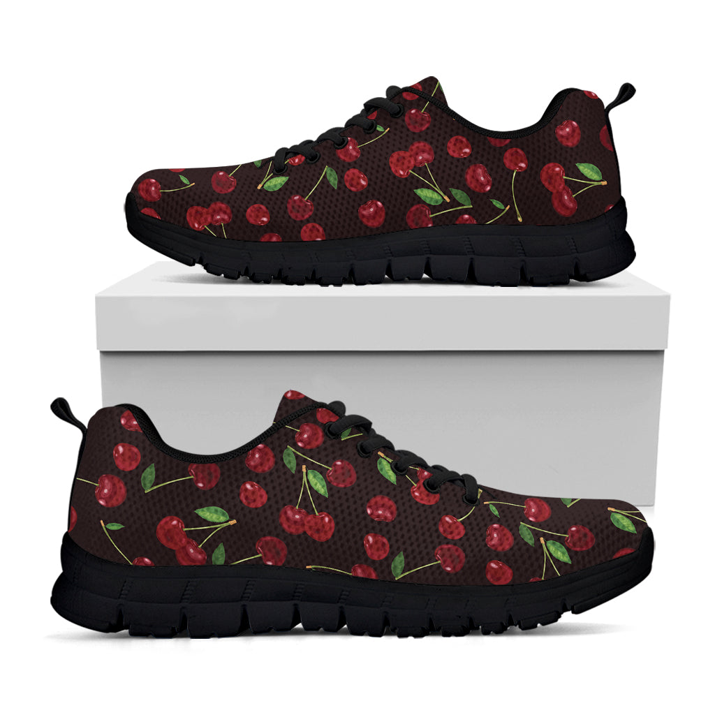 Cherry Fruit Pattern Print Black Sneakers