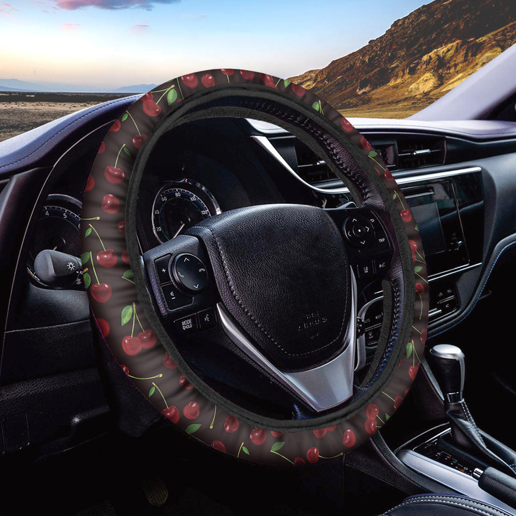 Cherry Fruit Pattern Print Car Steering Wheel Cover