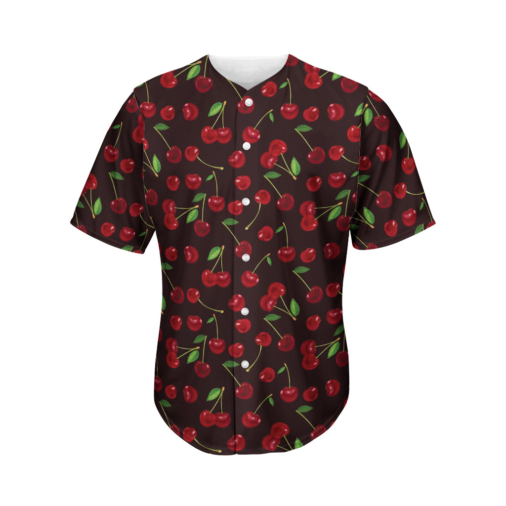 Cherry Fruit Pattern Print Men's Baseball Jersey