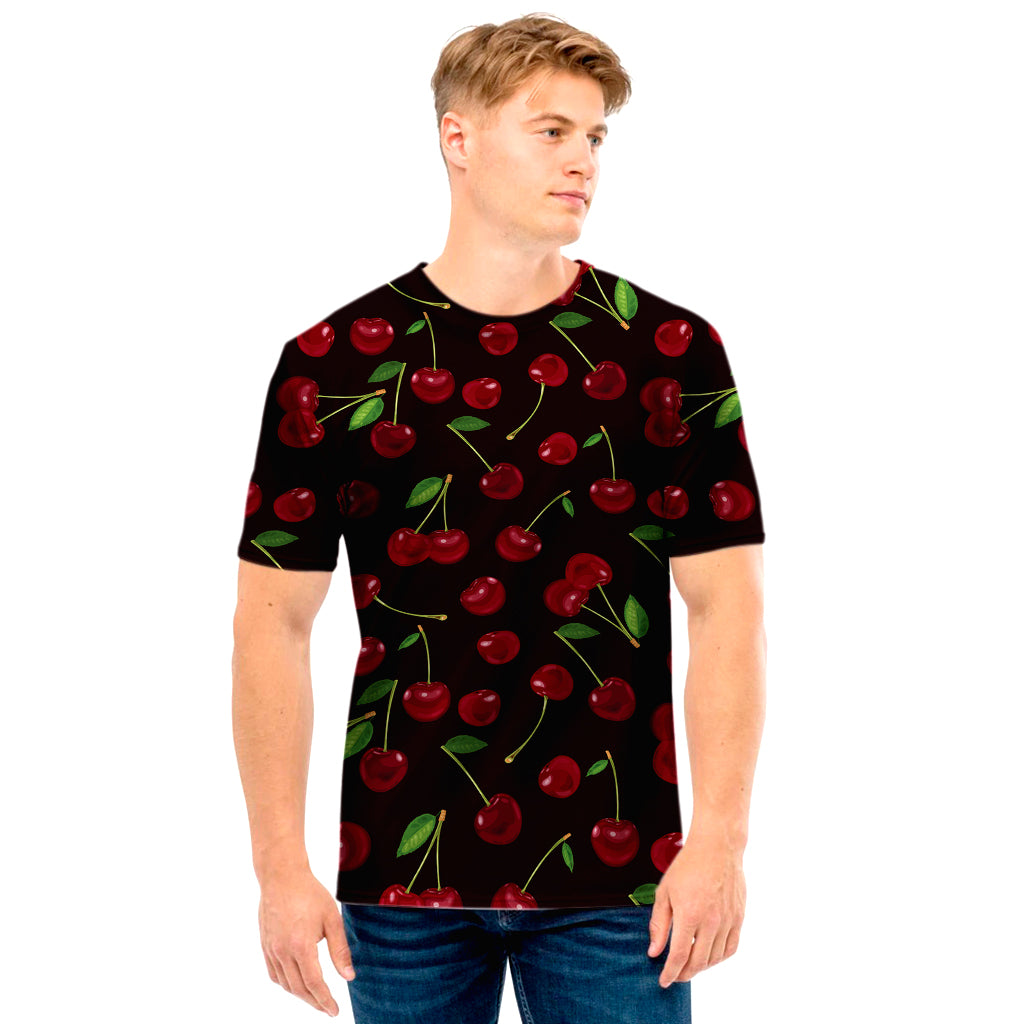 Cherry Fruit Pattern Print Men's T-Shirt