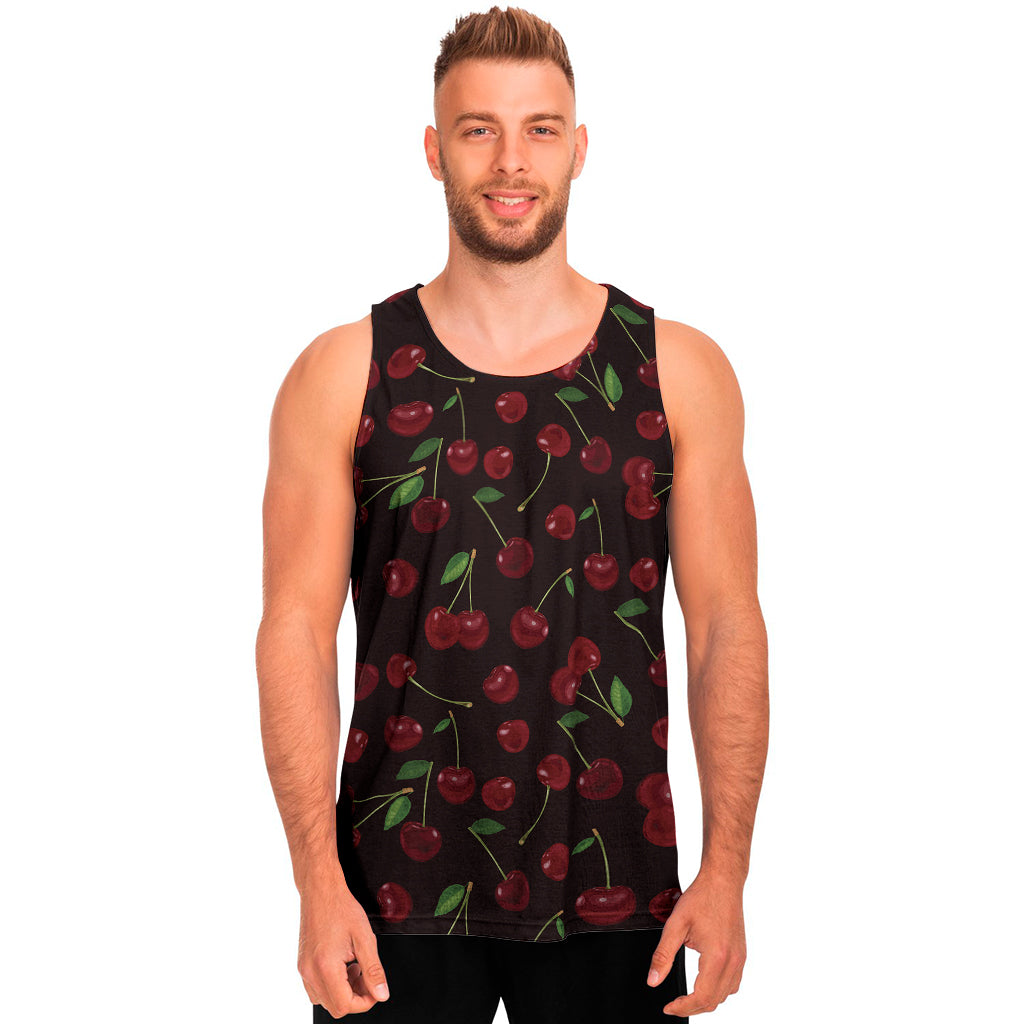 Cherry Fruit Pattern Print Men's Tank Top