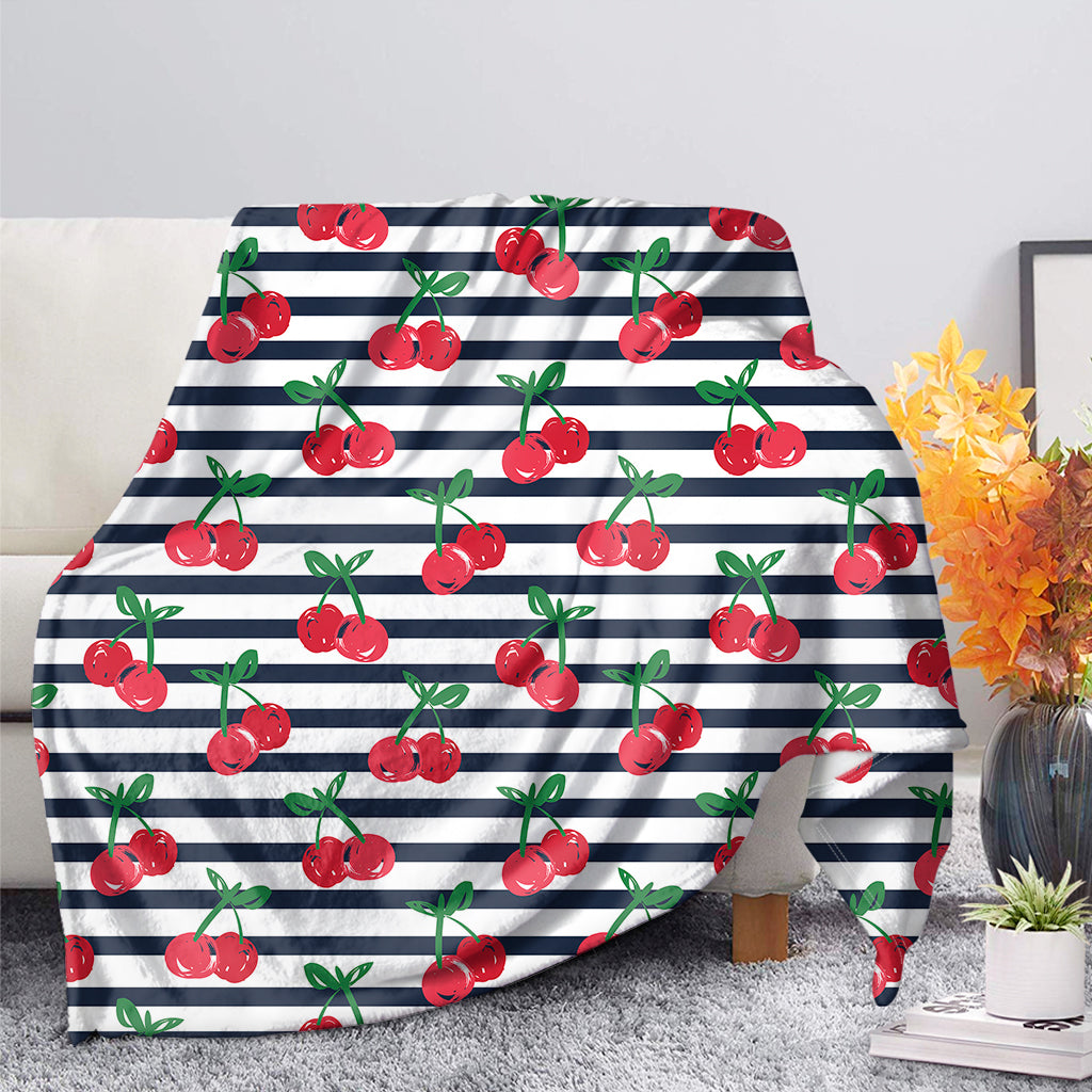 Cherry Striped Pattern Print Blanket